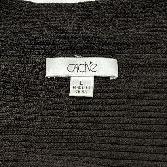 Y2K Cache Brown Ribbed Sweetheart Top Stretchy Knit Rhinestones Size Large - Picture 5 of 9